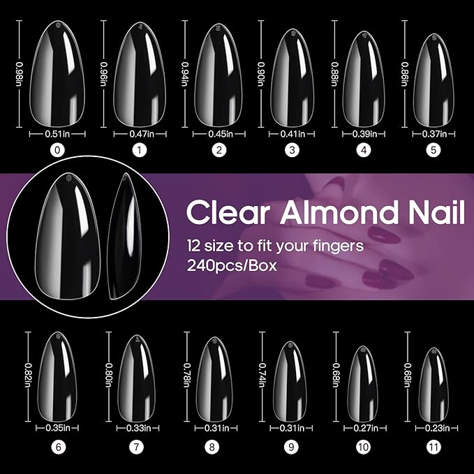 Almond | Press On Nail | Clear | Natural