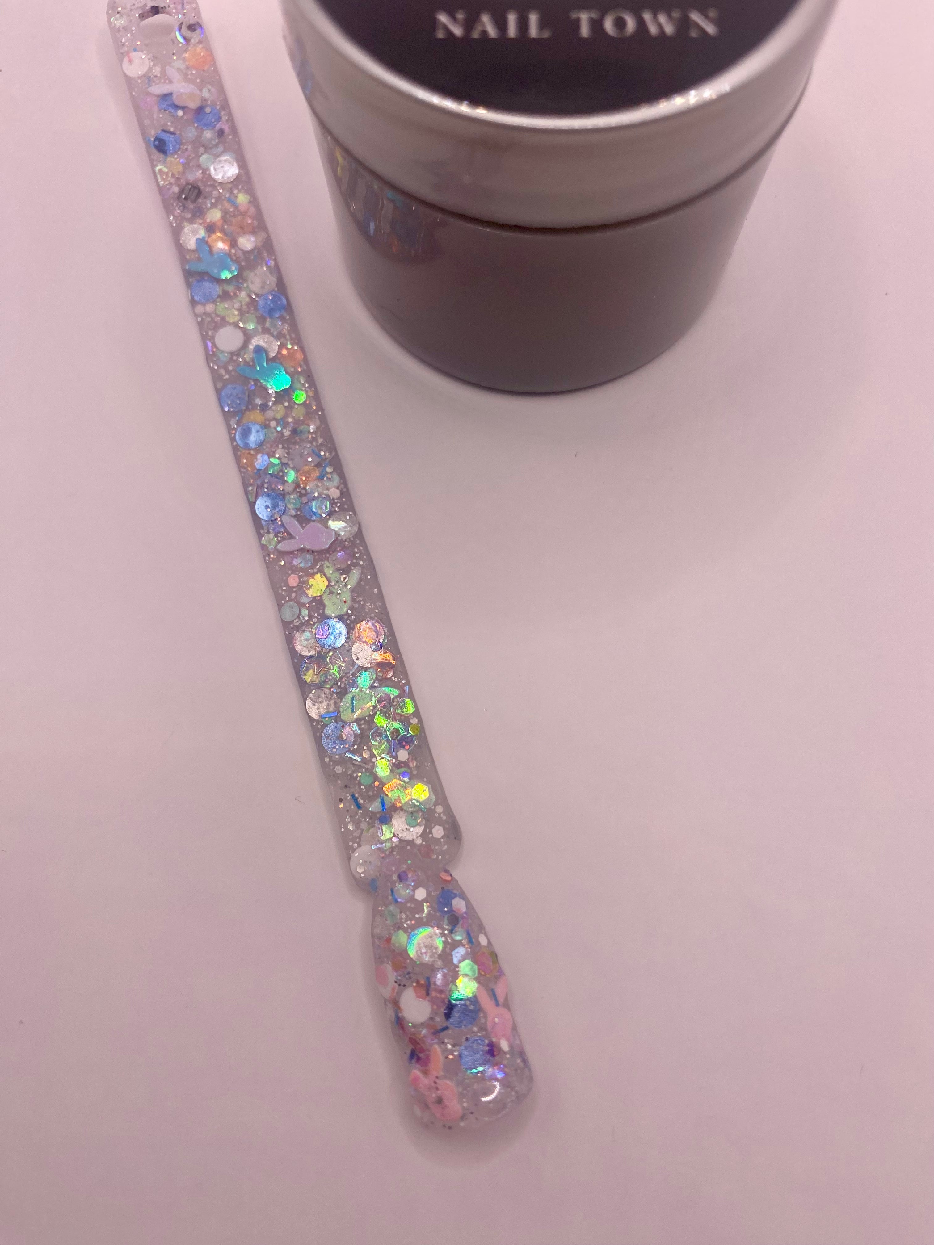 BUNNY SUMMER,FALL CHUNKY GLITTER ACRYLICS POWDER 6 COLORS AVAILABLE 1.OZ EACH JAR