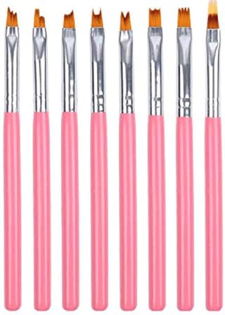 Short Handle Nail Brushes | Crescent Petal Pen | | 8 pc Set | Single pc #1-#8