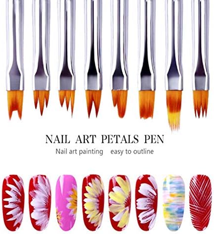 Short Handle Nail Brushes | Crescent Petal Pen | | 8 pc Set | Single pc #1-#8