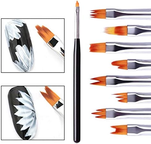 Short Handle Nail Brushes | Crescent Petal Pen | | 8 pc Set | Single pc #1-#8