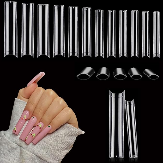 No C Curve Clear Nail Tips | 3XL Extra Long