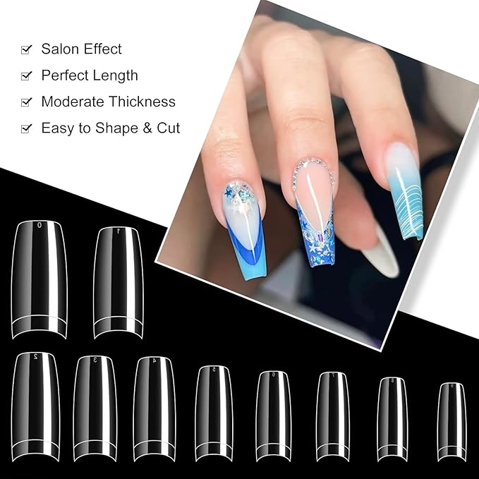 Acrylic Nail Tips | Coffin | Clear