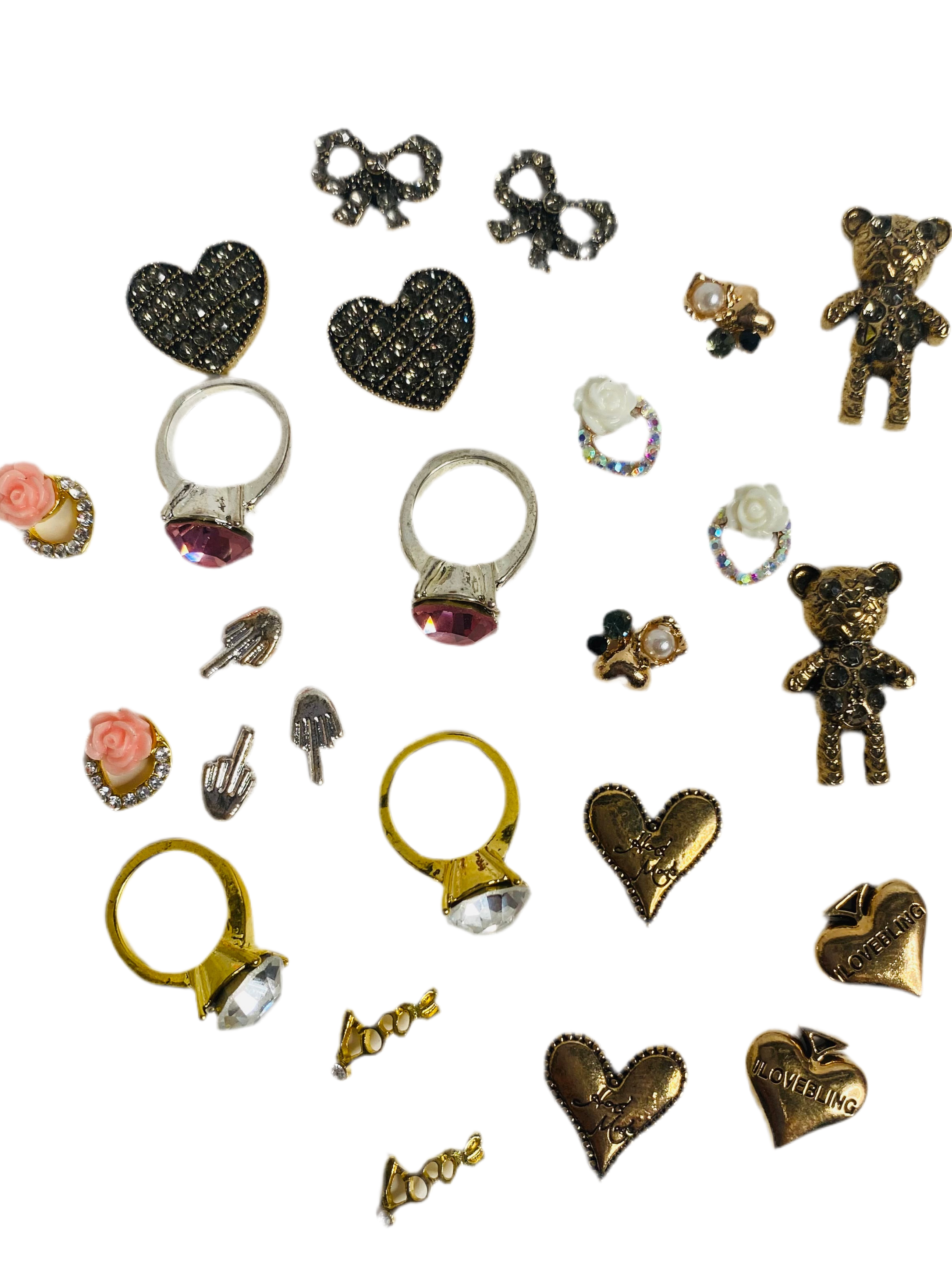 Charms for nails antique tones  hearts and more