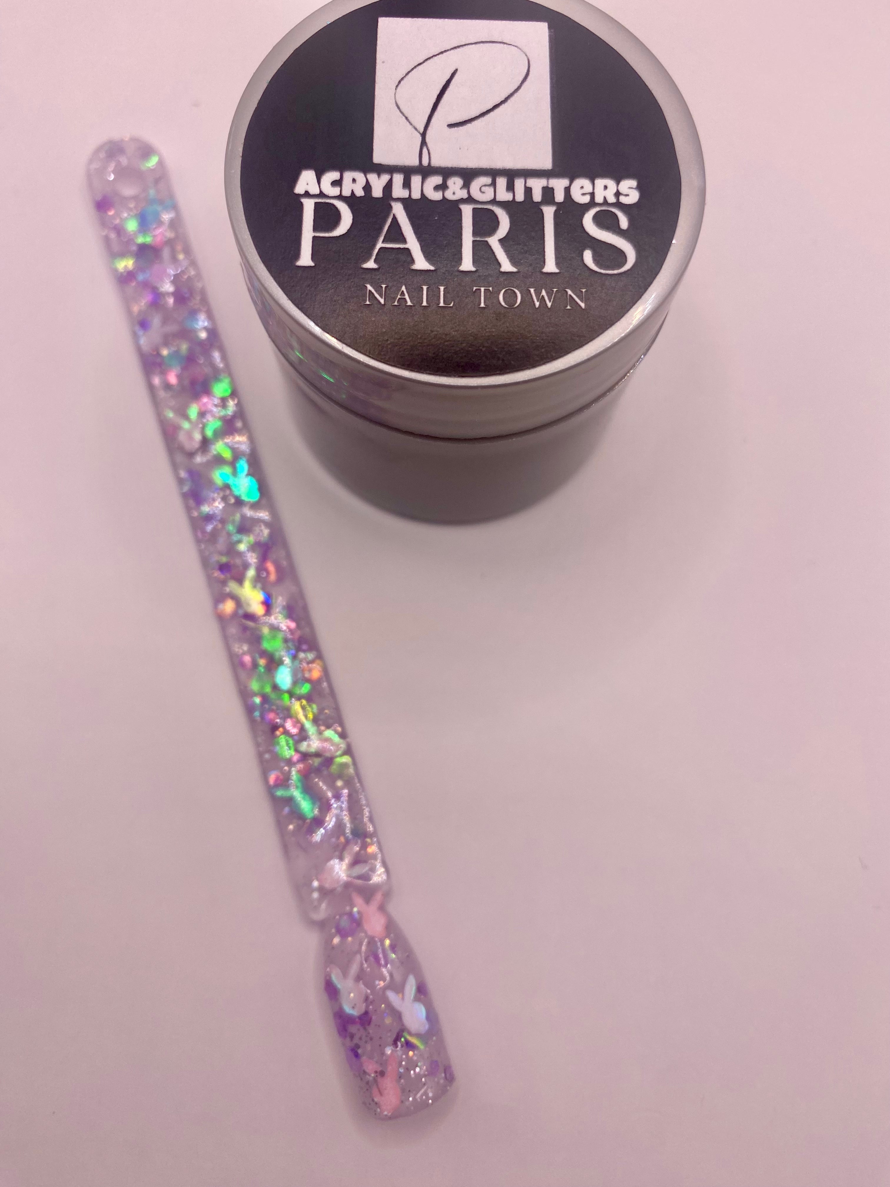 BUNNY SUMMER,FALL CHUNKY GLITTER ACRYLICS POWDER 6 COLORS AVAILABLE 1.OZ EACH JAR