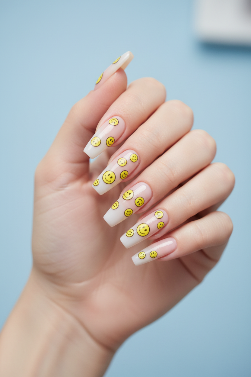 Emoji happy face nail art stickers nail decoration