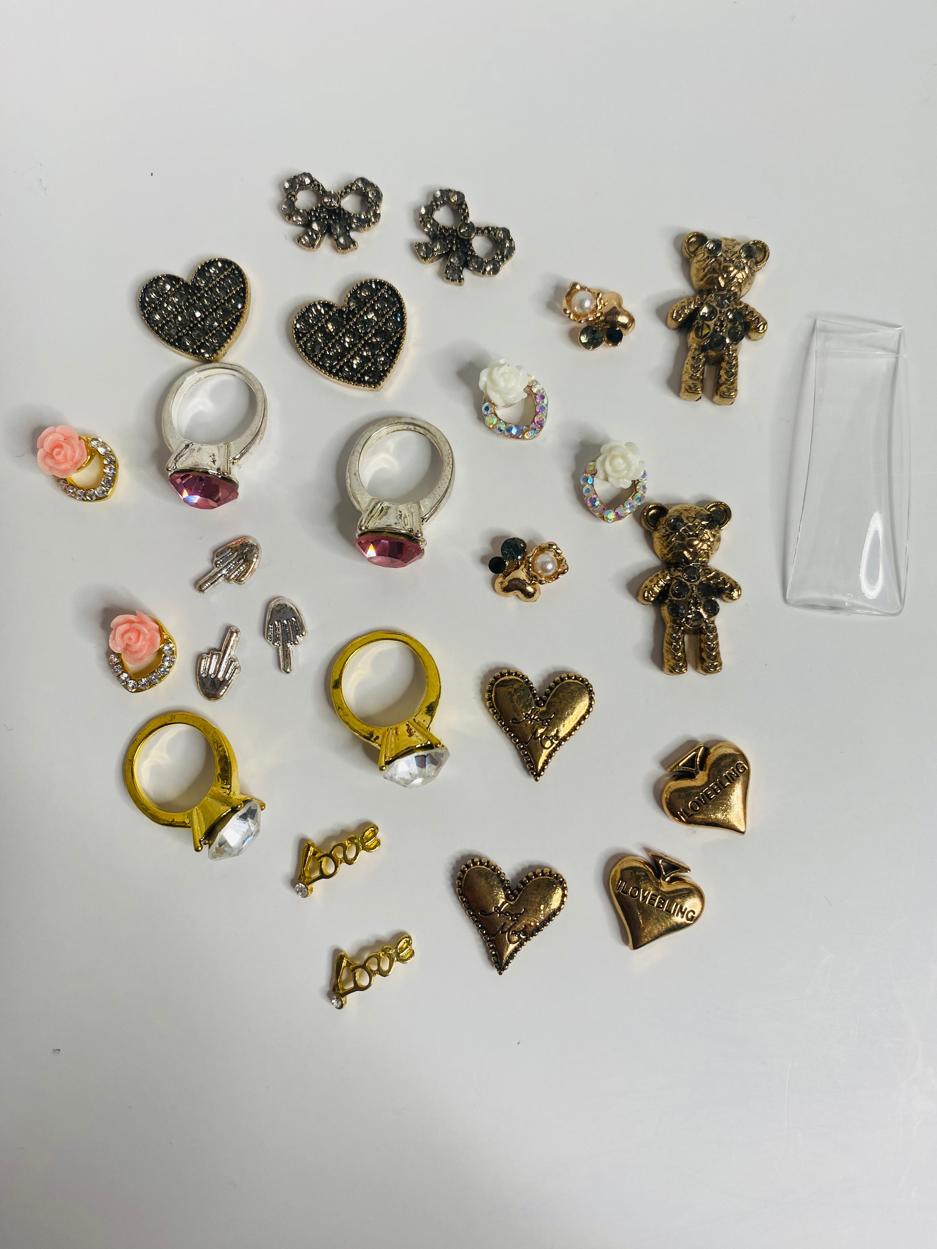 Charms for nails antique tones  hearts and more