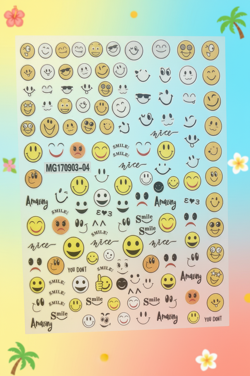 Emoji happy face nail art stickers nail decoration