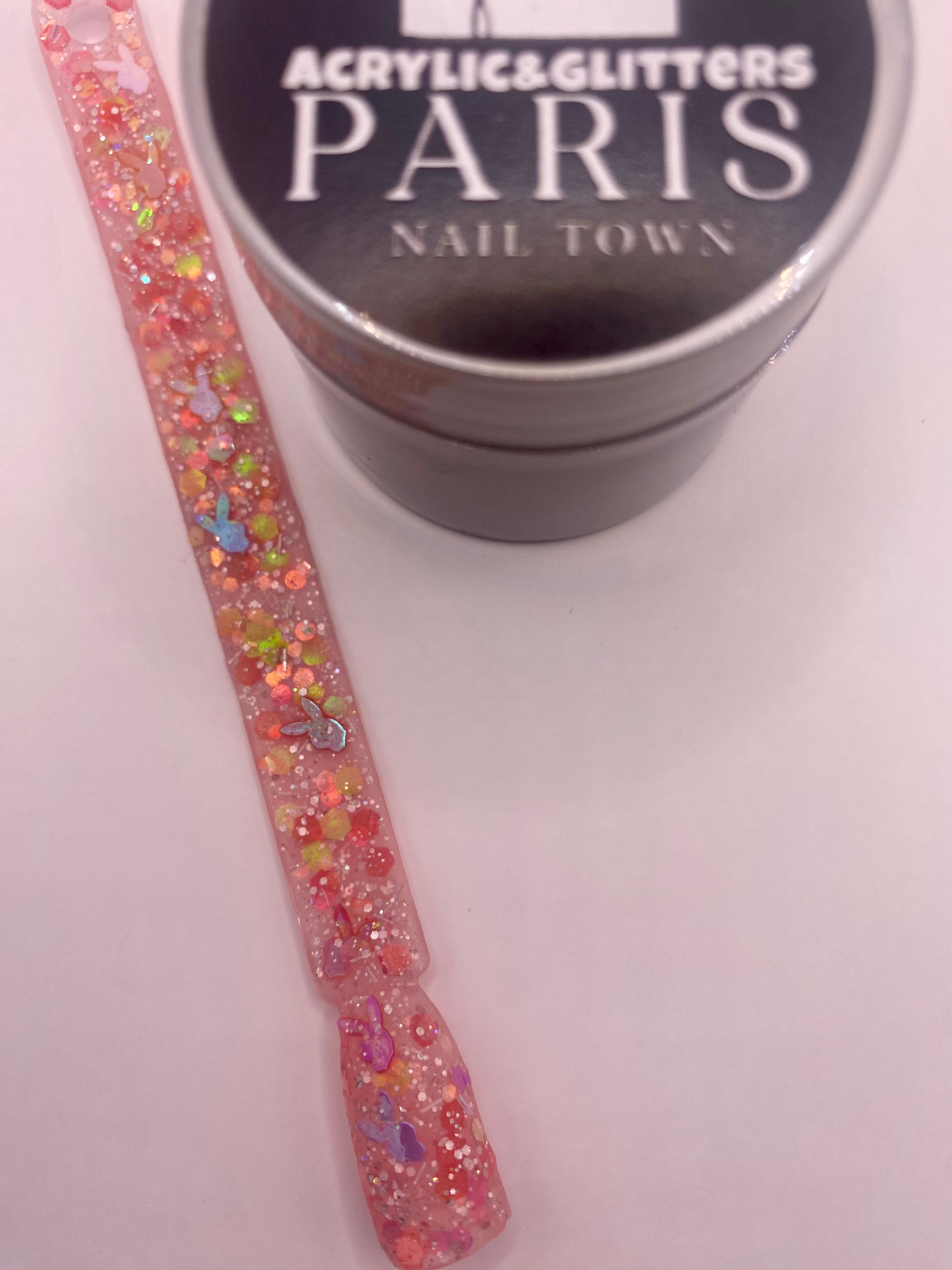 BUNNY SUMMER,FALL CHUNKY GLITTER ACRYLICS POWDER 6 COLORS AVAILABLE 1.OZ EACH JAR